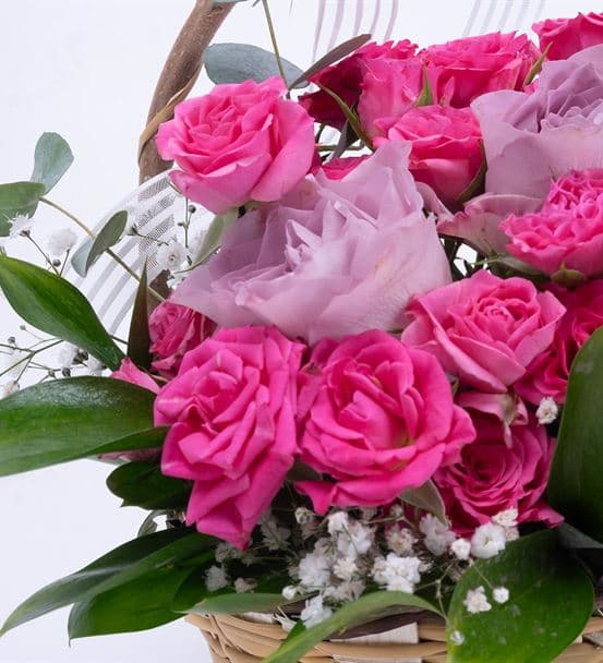 Butterfly's Pink Flower Dance Tasarım Çiçek Sepeti - 4