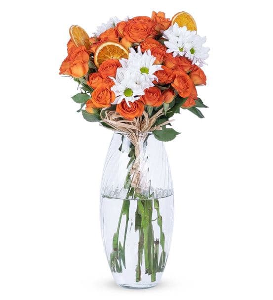Carignan Serisi Turuncu Sevgi Papatya Aranjmanı