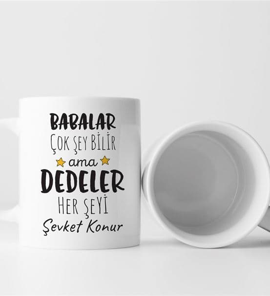 Dedeler Her Şeyi Bilir İsimli Yazılı Kupa Bardak - hover