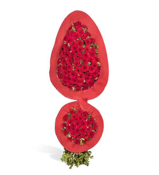 Destansı Sevgi Kırmızı Gerbera Kutlama Çelengi