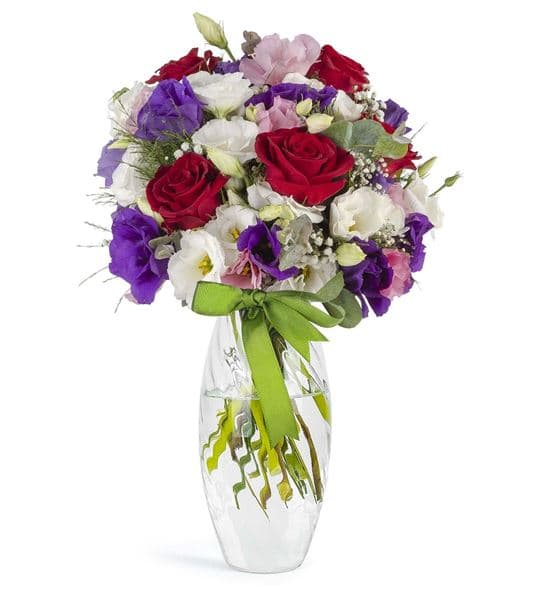 Gökkuşağı Neşeli Lisyantus Aranjmanı