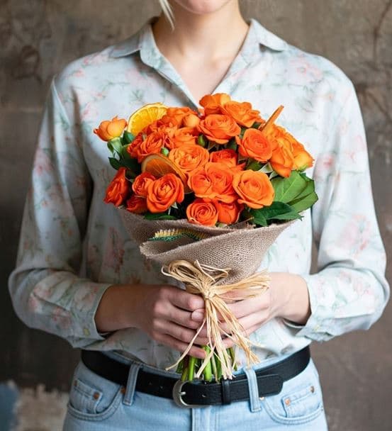 Greta Serisi Peace Turuncu Çardak Mini Gül Buketi - 4