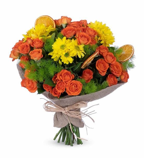 Greta Serisi Renk Güzeli Turuncu Çardak Gül Buketi