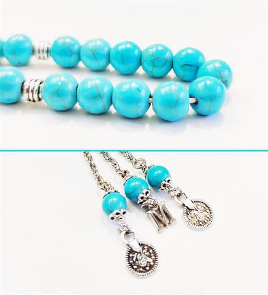 İsimli - Kişiye Özel - Turkuaz Firuze Tesbih - 3