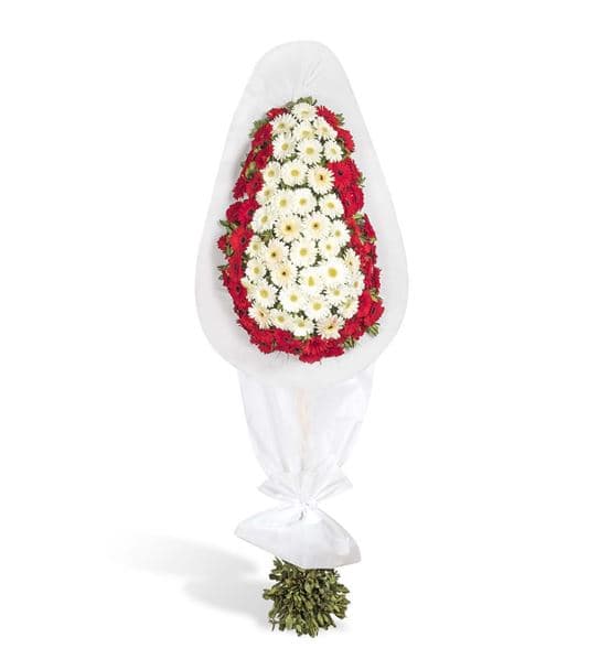 Kırmızı Beyaz Gerbera Tebrik Çelengi