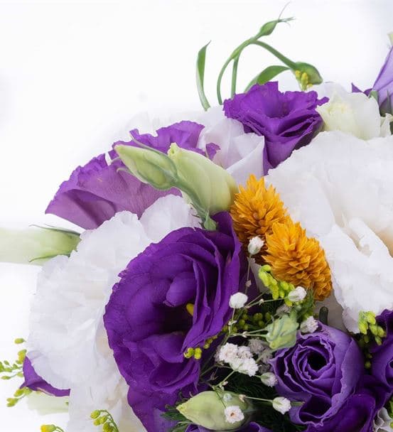 Majestic Medley Beyaz ve Mor Lisyantus Aranjmanı - 3