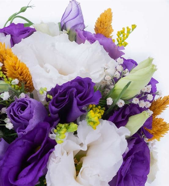 Majestic Medley Beyaz ve Mor Lisyantus Aranjmanı - 4