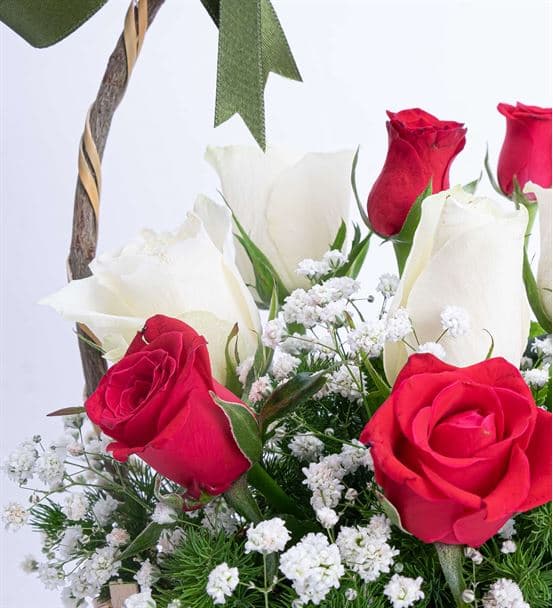 Martha Serisi 5 Kırmızı 4 Beyaz Gül Çiçek Sepeti - 4