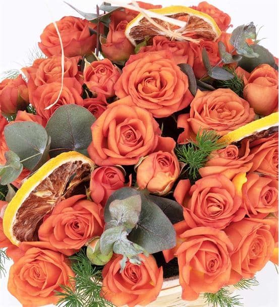 Martha Serisi Görkemli Turuncu Gül Çiçek Sepeti - hover