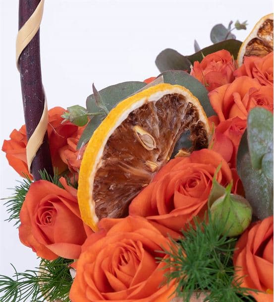 Martha Serisi Görkemli Turuncu Gül Çiçek Sepeti - 3