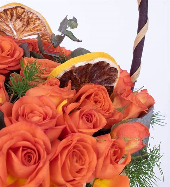 Martha Serisi Görkemli Turuncu Gül Çiçek Sepeti - 4