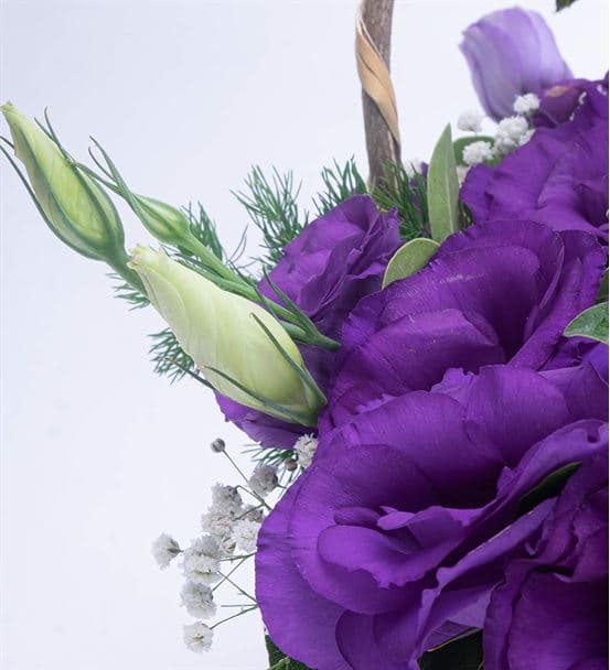 Mor Güzeli Lisyantus Çiçek Sepeti Aranjmanı - 3