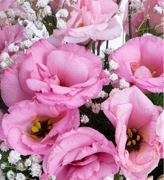 Peri Masalı Pembe Lisyantus Çiçek Sepeti Aranjmanı - 3