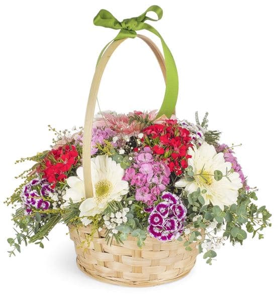 Renkli Kelebekler Çiçek Sepeti Tasarım Aranjmanı