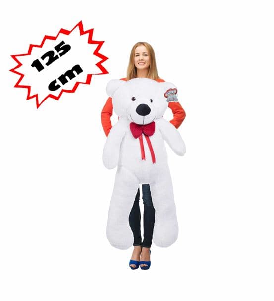Sevimli Mi Sevimli 125 Cm Papyonlu Beyaz Peluş Ayı