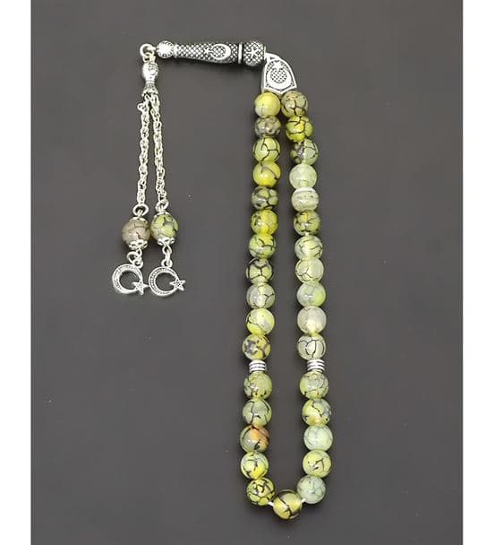 Yeşil - Yosunlu Akik Doğaltaş Tesbih - 4